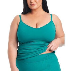 Bleu by Rod Beattie Women's Plus Size 16W Teal Scoop-Neck Tankini Top NWT